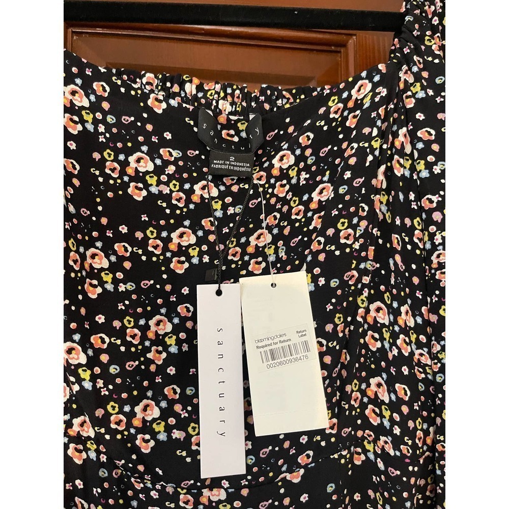 Sanctuary Women's Lindsey Floral Smocked MIDI Dress Black Size 2 - Picture 6 of 8